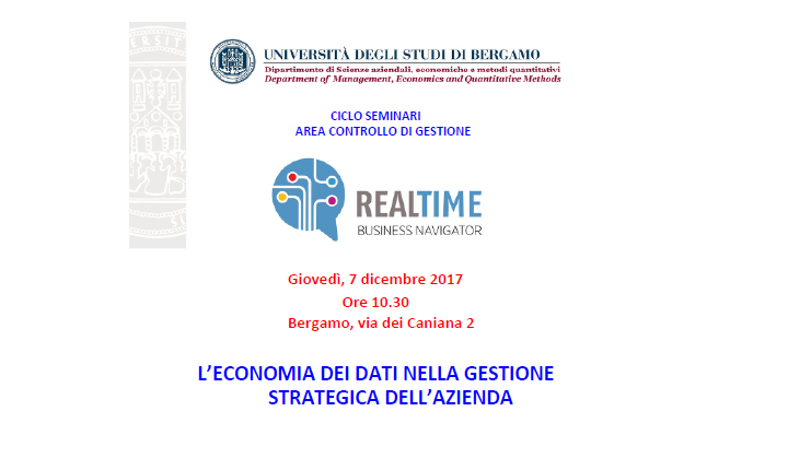 Seminario Università di Bergamo in area controllo di gestione L'economia dei dati nella gestione strategica dell'Azienda